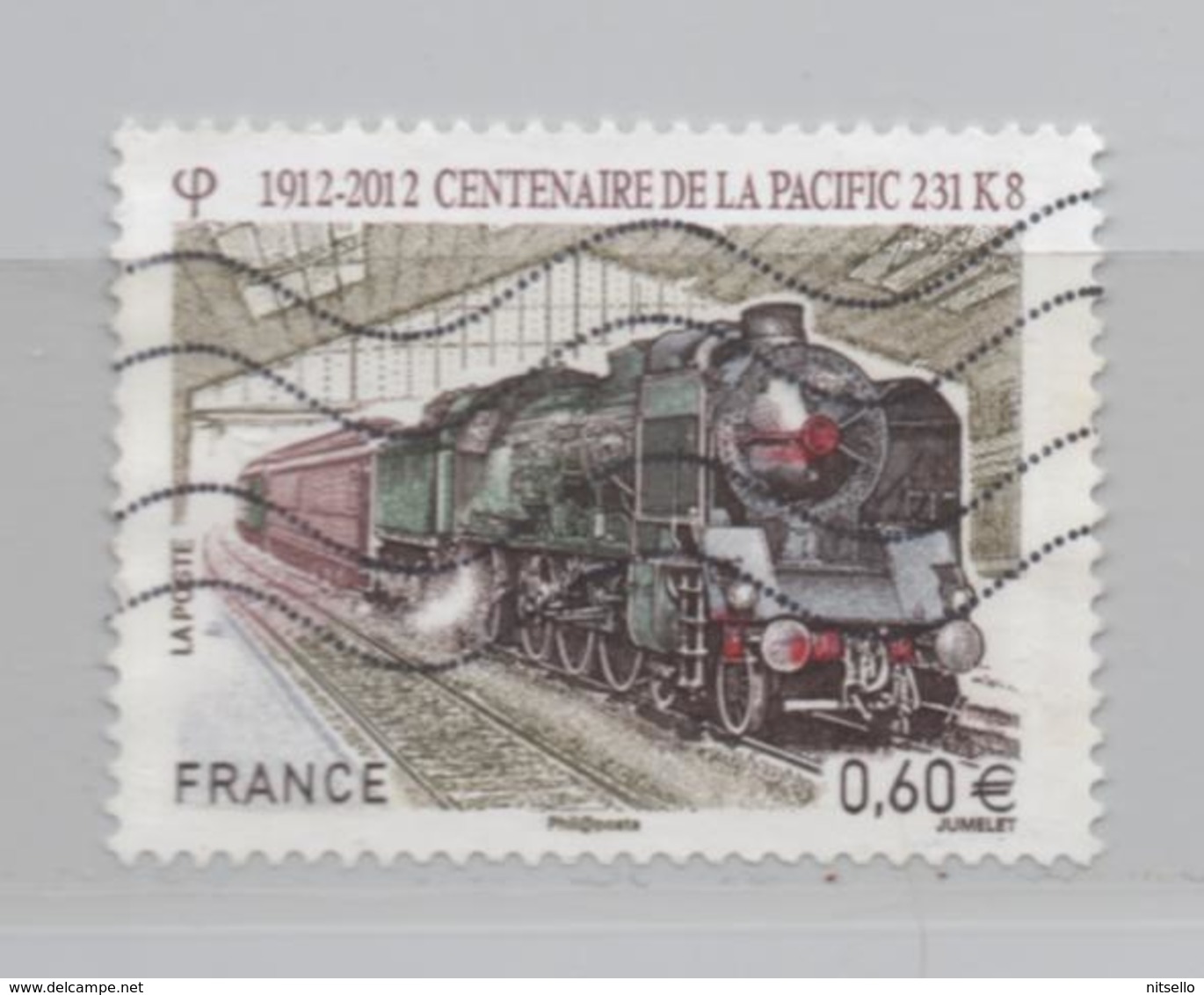 LOTE 1853  ///  (C017) FRANCIA  2012  YVERT N° 4655 -  TRANSPORT TRAINS LOCOMOTIVE GARE - 2010-.. Matasellados