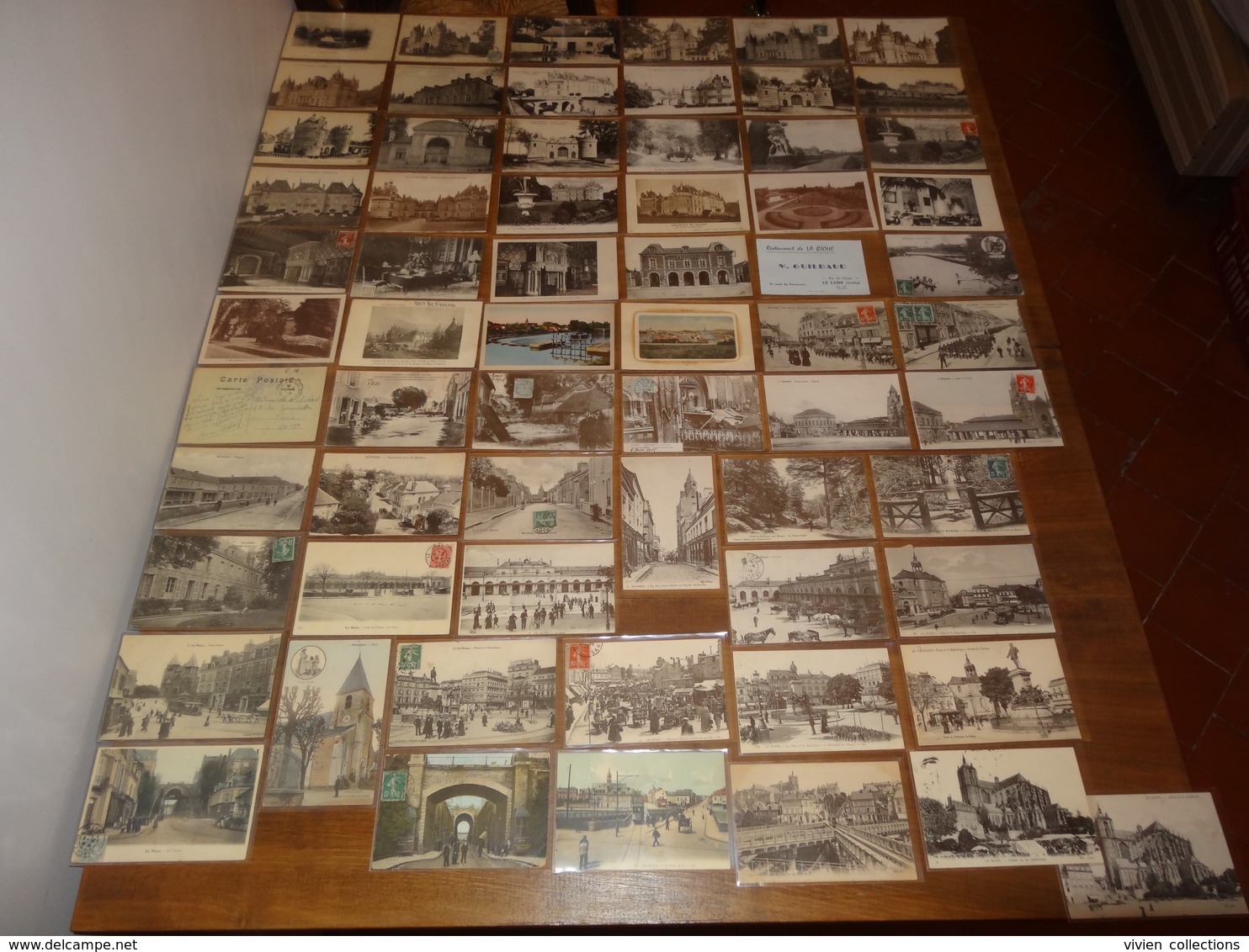 Collection cartes Sarthe (72) animations, évênements, gares, camps, moulins, commerces, chasse à courre, pêche, 1870/71