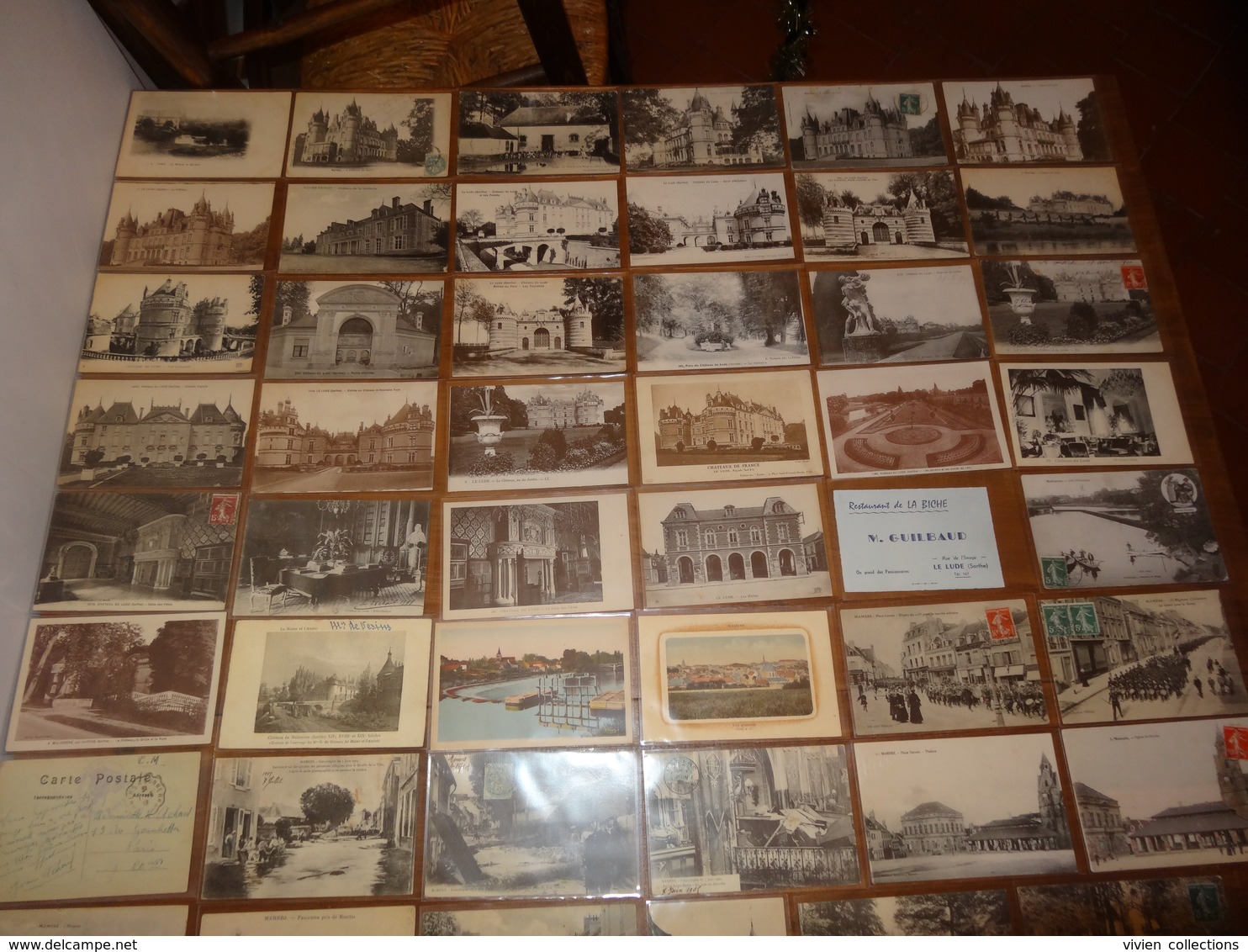 Collection cartes Sarthe (72) animations, évênements, gares, camps, moulins, commerces, chasse à courre, pêche, 1870/71
