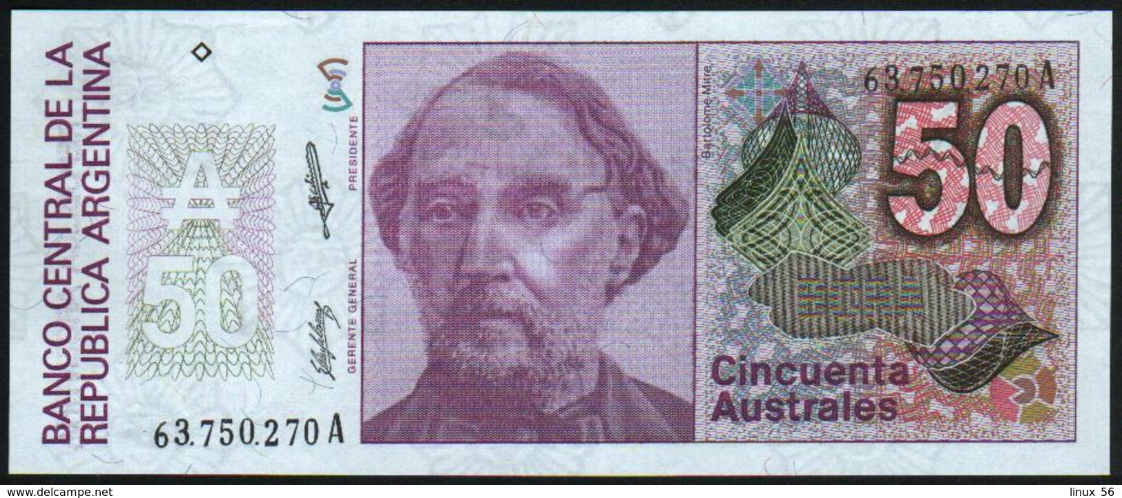 ARGENTINA - 50 Australes Nd.(1986-1989) UNC P.326 B(2) - Argentine