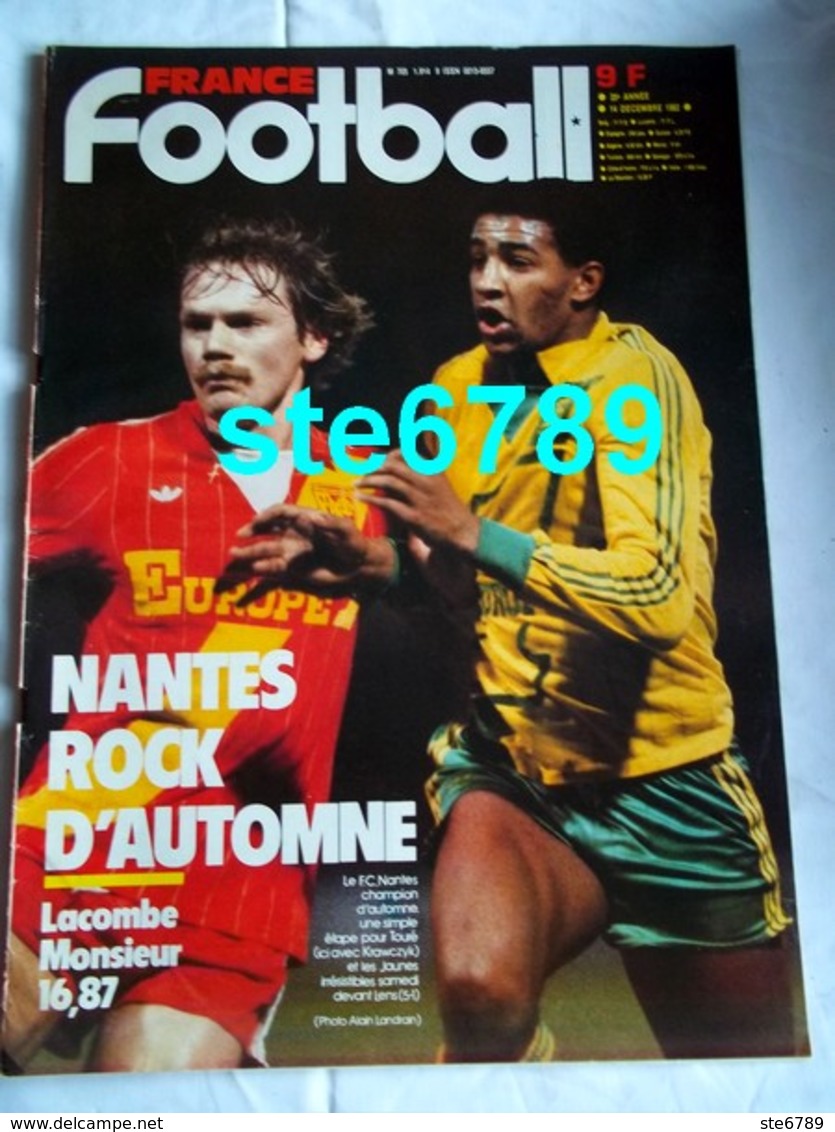 FRANCE FOOTBALL 1982 N° 1914 Sport Foot  FC Nantes , Lacombe , Camacho - Sport