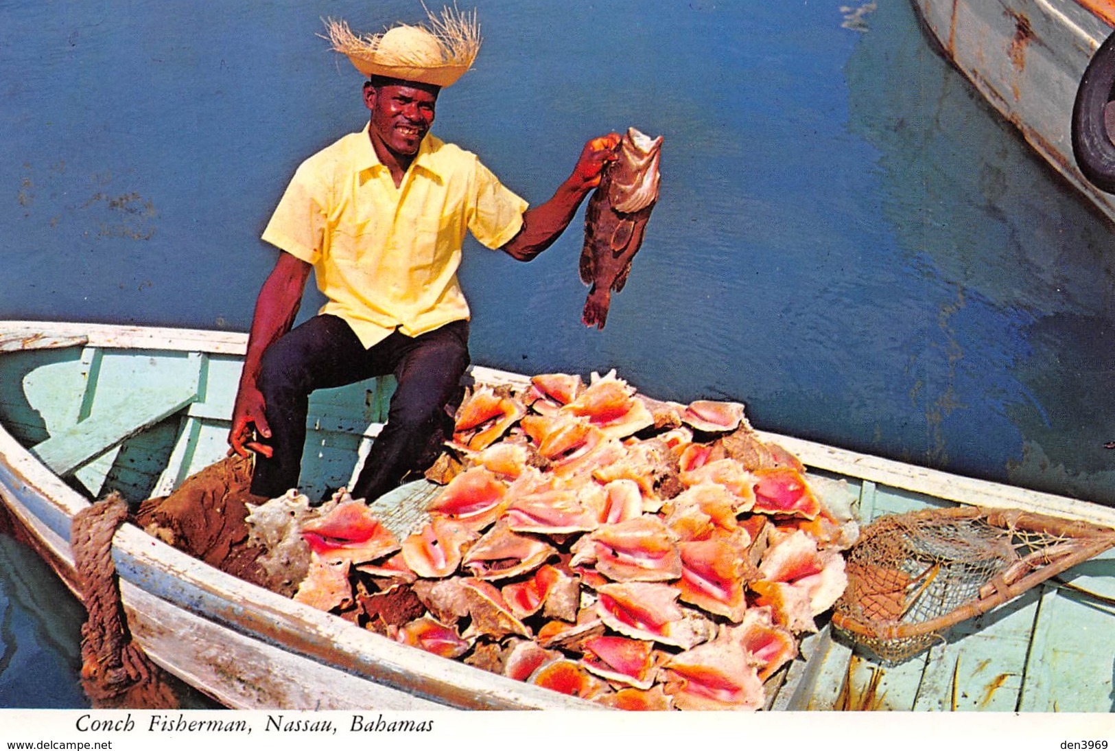 Bahamas - NASSAU - Conch Fisherman With His Catch - Pêcheur - Poisson - Coquillages - Timbre - Bahama's
