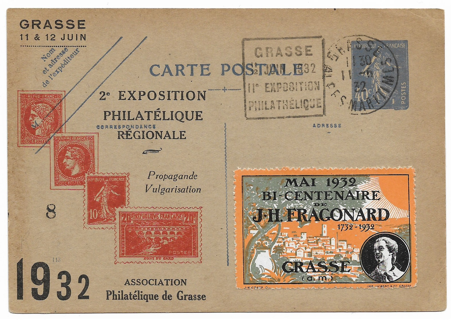 ENTIER-POSTAL-6-EXPOSITION-PHILATELIQUE-1932 - Other & Unclassified