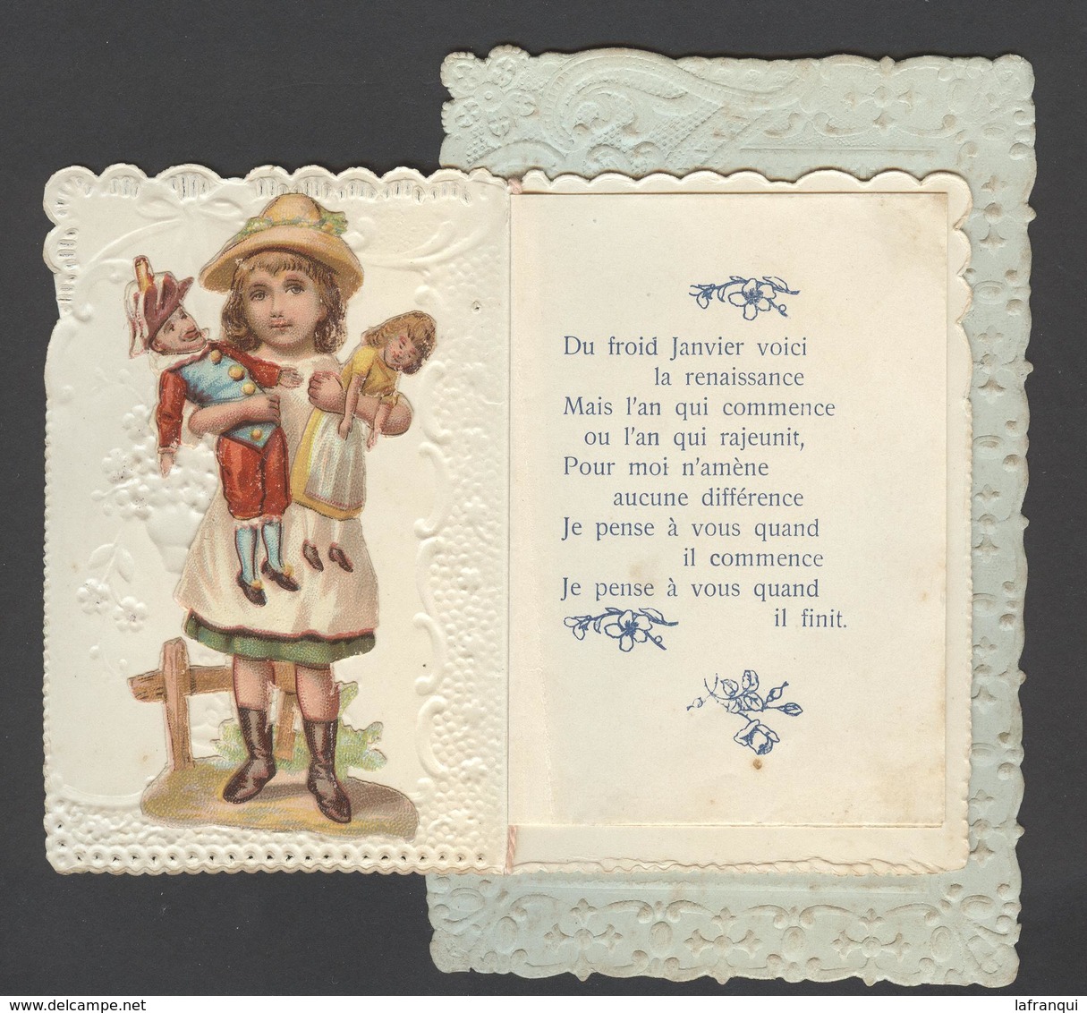 Themes Div-ref AA684- Carte Avec Decoupis -ajoutis - Decoupi  Enfant Et Poupées - Paillettes -dorures - Carte 2 Volets - - Autres & Non Classés