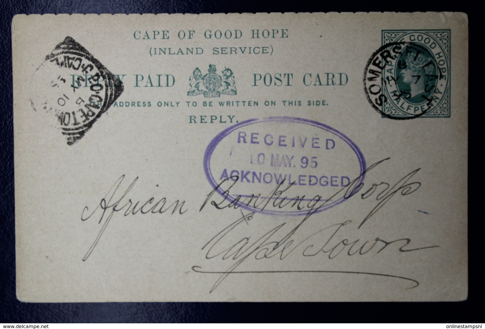 Cape Of Good Hope Reply  Postcard HG6  6aSommerset East -> Capetown 1895 - Capo Di Buona Speranza (1853-1904)