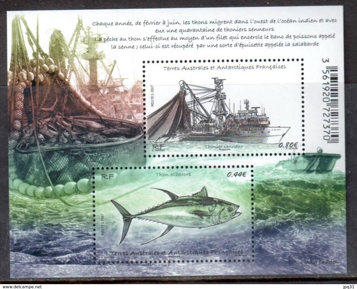 TAAF - 2017 - BF Thonier Senneur / Thon Albacore ** - Blocks & Sheetlets