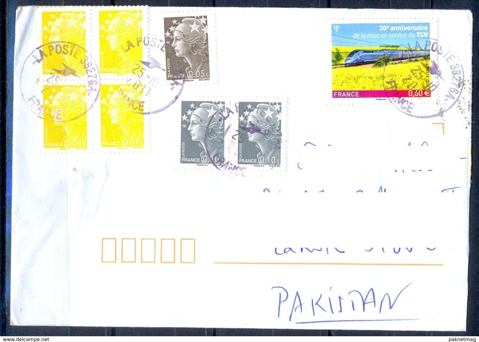 K538- Postal Used Cover. Posted  From France To Pakistan. Train. Railway. Plants. - Other & Unclassified