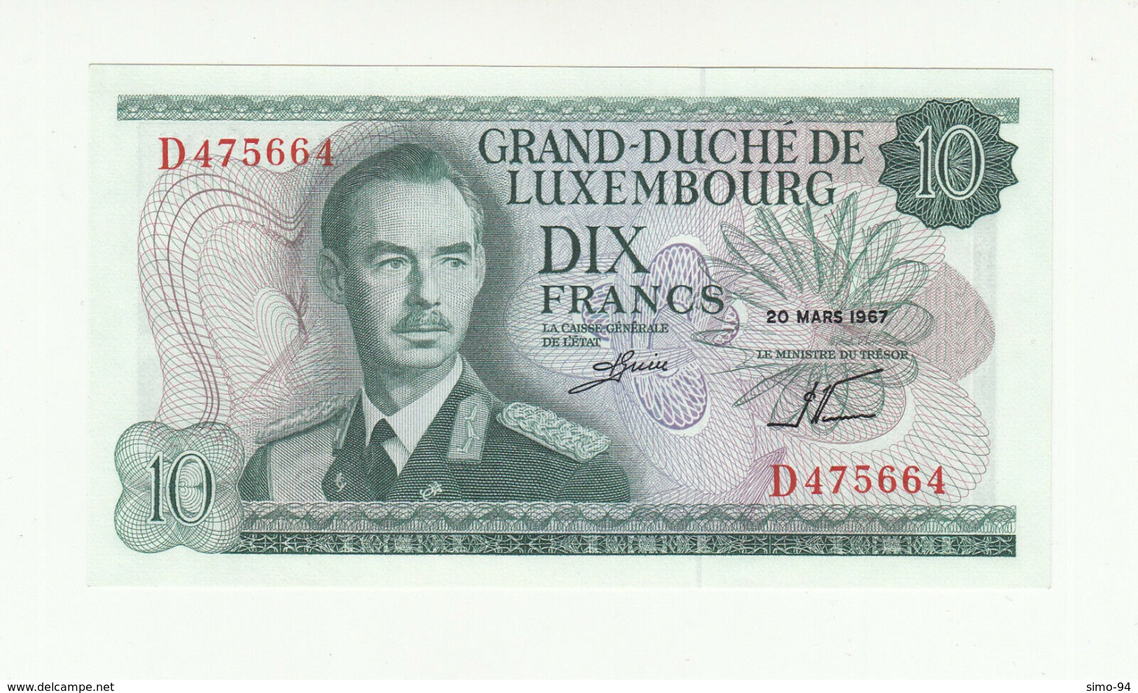 Luxembourg P.53  10 Francs 1967 Aunc - Lussemburgo