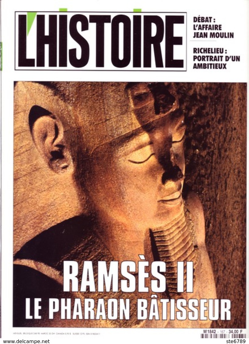 Revue L'HISTOIRE N° 167 / RAMSES II Pharaon Batisseur , Richelieu , STO Vichy Service De Allemagne , Sainte Pélag - Histoire