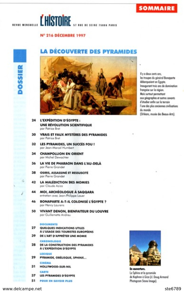 Revue L'HISTOIRE N° 216 / Dossier Bonaparte Expedition Egypte , Papon , Paris , Assassins Gandhi , Affaire Poison - Histoire