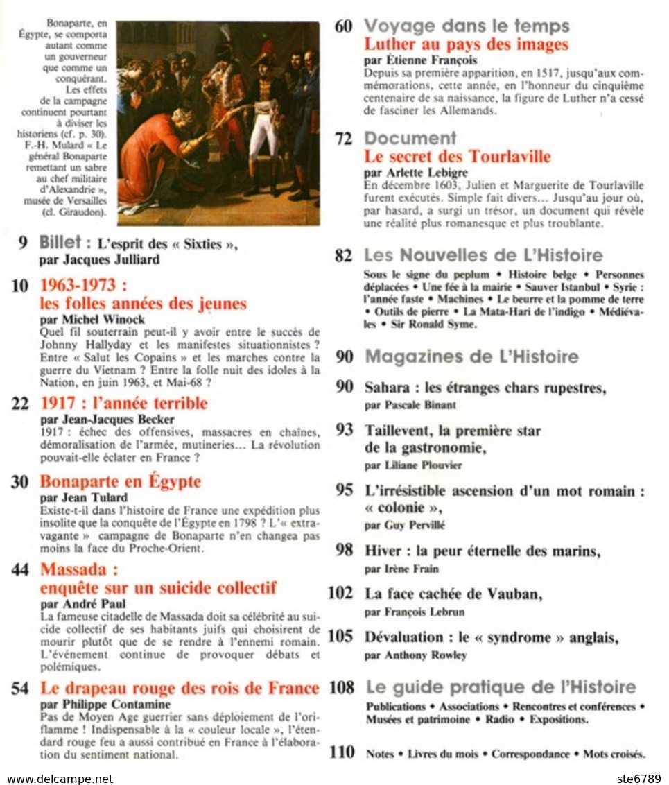 Revue L'HISTOIRE N°  61 Novembre 1983 / 1917 Année Terrible , Bonaparte Egypte , Années 60 , Sacrifice Massada - Histoire