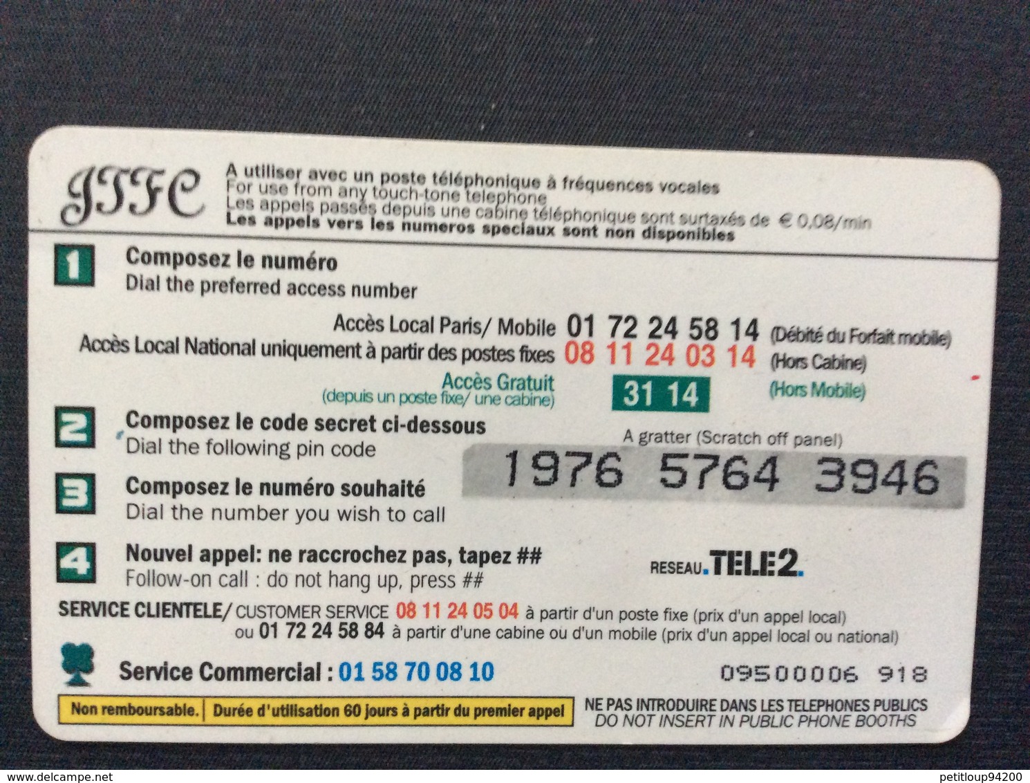 CARTE PRÉPAYÉE  GFFC  *15€  L’Economique   3946 - Autres & Non Classés