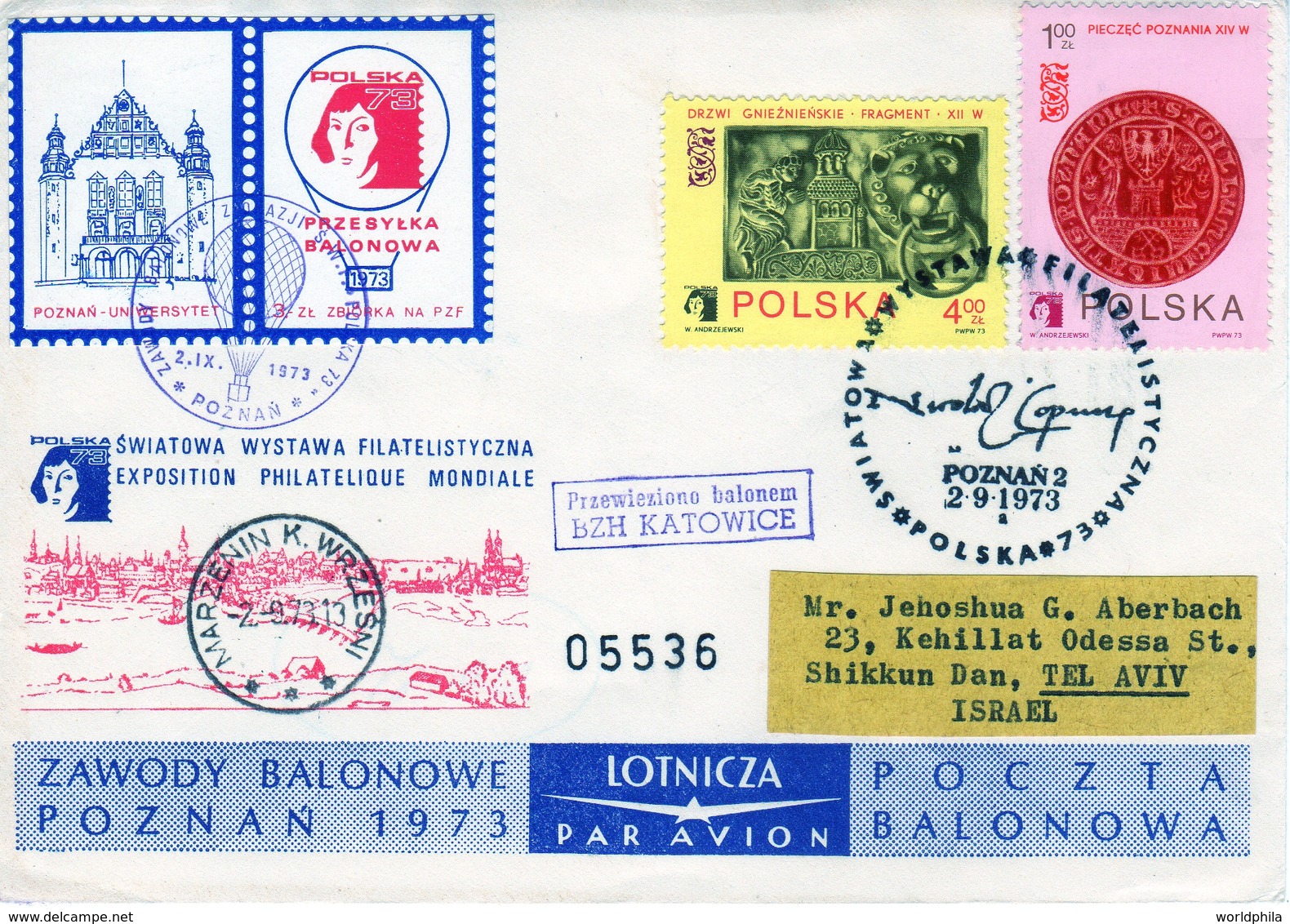 Poland-Israel 1973 Balloon, Exhibition Cover Nicolaus Copernicus Matematichian & Astronomer V - Astronomy