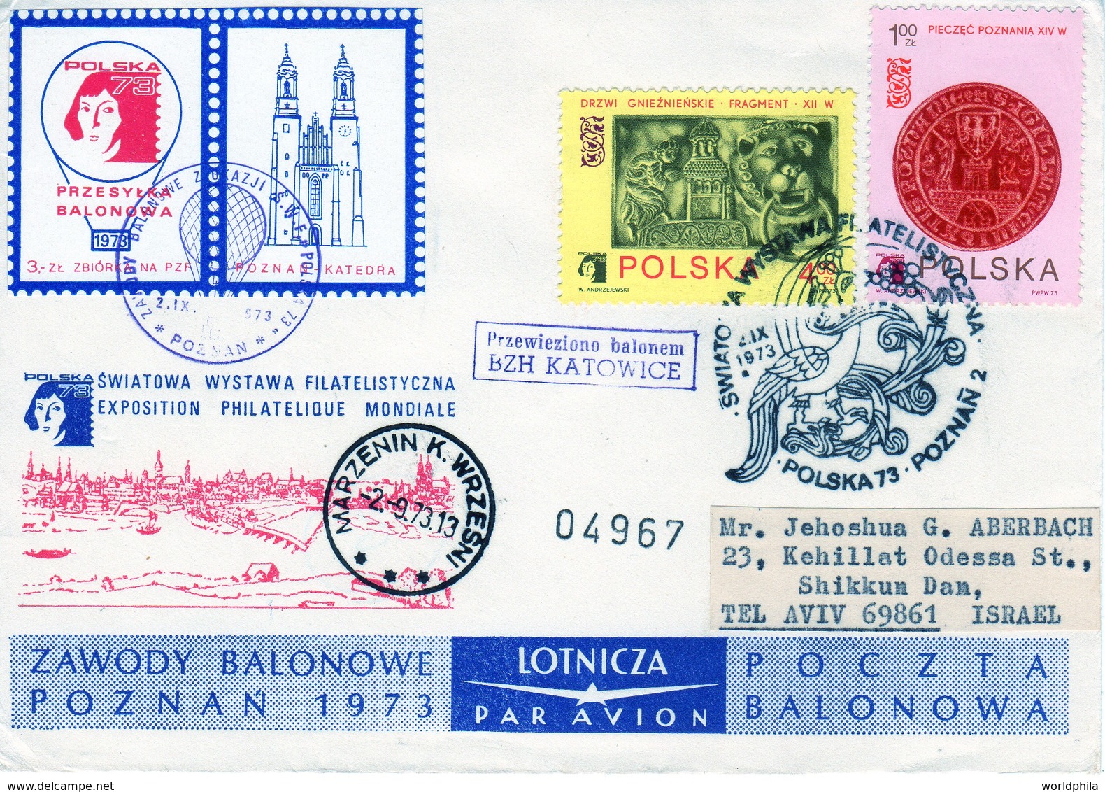 Poland-Israel 1973 Balloon, Exhibition Cover Nicolaus Copernicus Matematichian & Astronomer VI - Astronomy