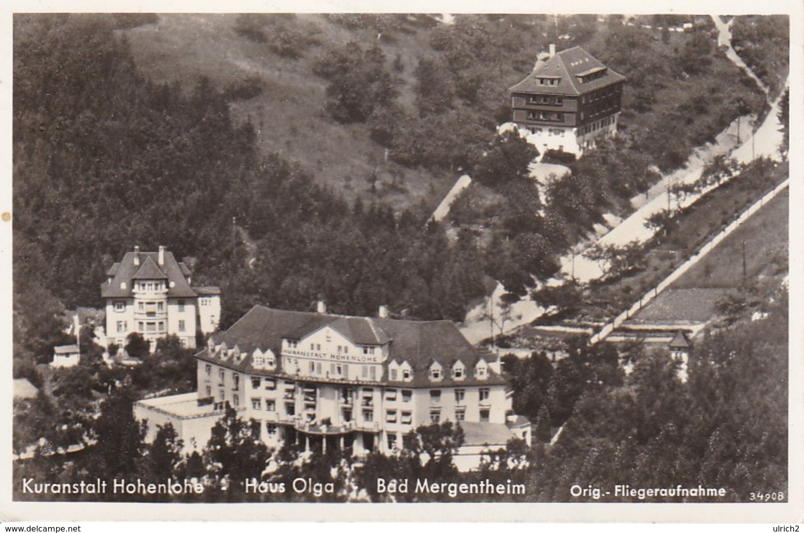 AK Bad Mergentheim - Kuranstalt Hohenlohe - Haus Olga - Fliegeraufnahme - 1940 (39987) - Bad Mergentheim