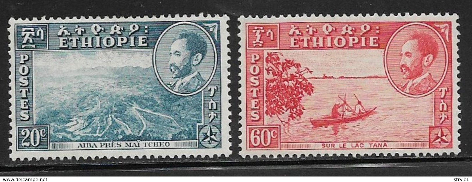 Ethiopia Scott # 291, 292A Mint Hinged Alba, Canoe On Lake, 1947-51 - Etiopia