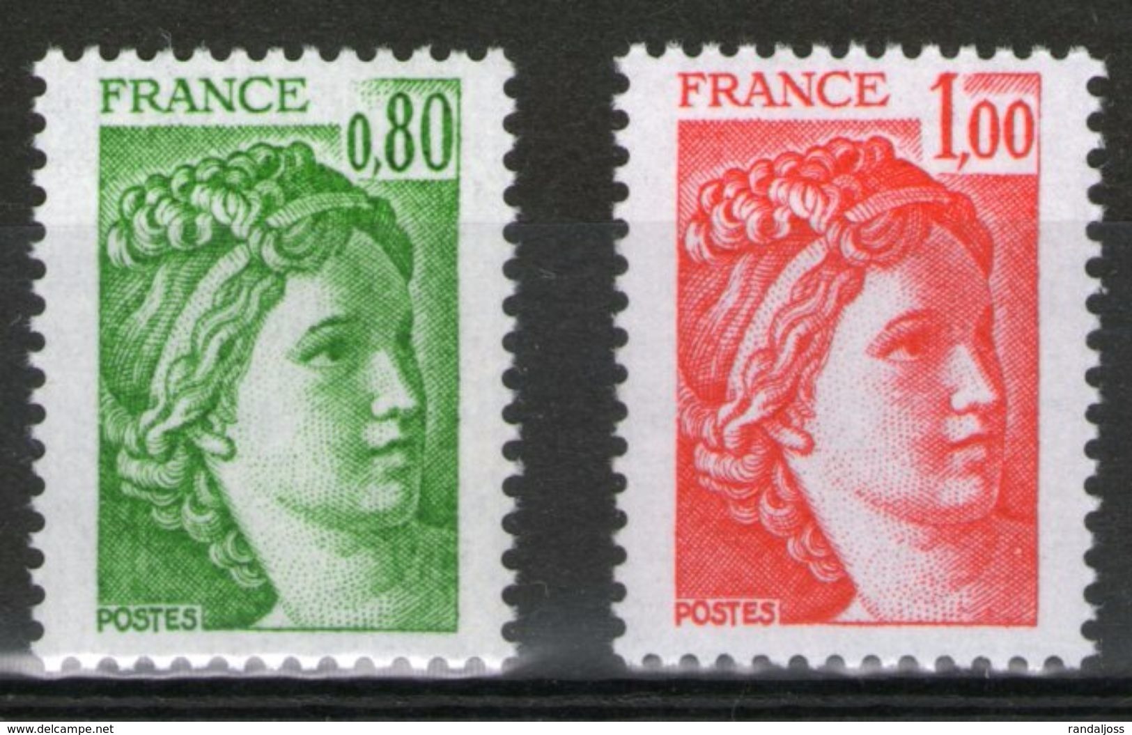 N° 1970c** Et 1972c**_GT Sans Bandes Phospho_(V712) - 1977-1981 Sabine De Gandon