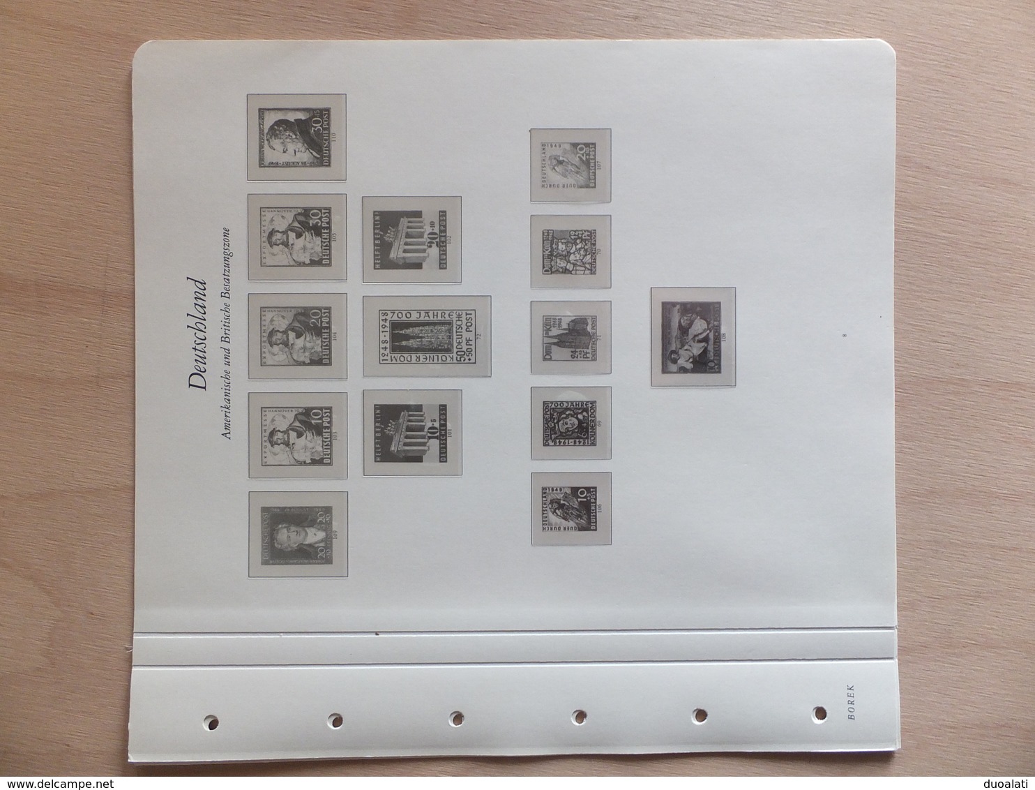 Germany Deutschland Borek Illustrated album pages Falzlos Besatzungszone with pockets for stamps used 10 pages