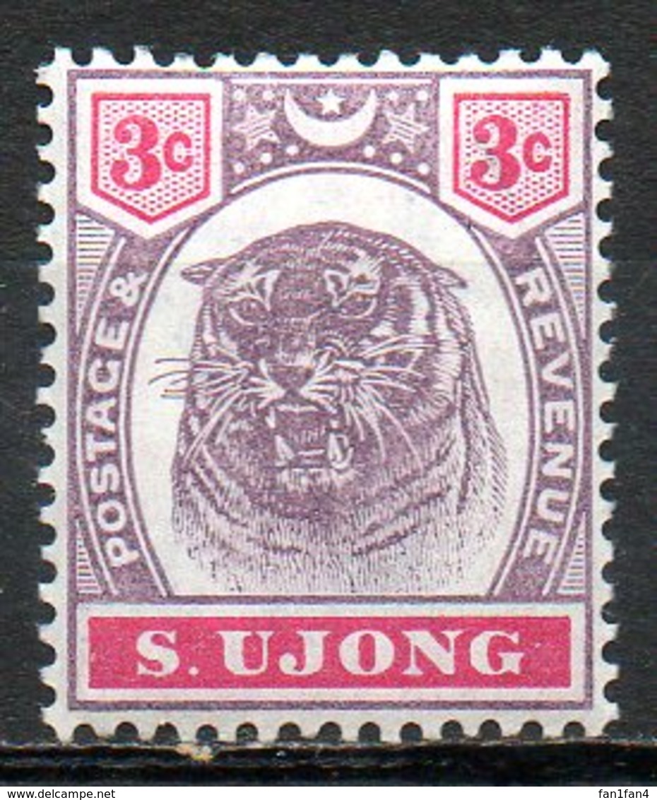 MALAISIE - SUNGEI UJONG - (Protectorat Britannique) - 1895 - N° 16 - 3 C. Violet-brun Et Carmin - (Tigre) - Straits Settlements