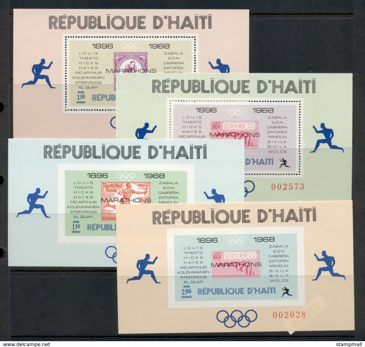 Haiti 1969 Olympic Games Locations & Winners 4x MS Perf & IMPERF MUH - Haiti