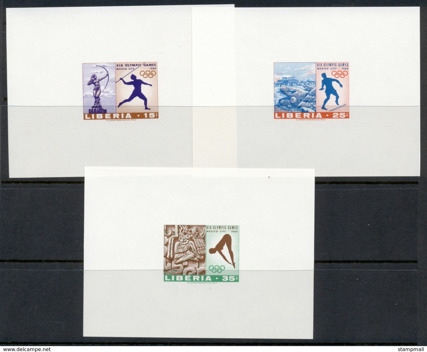 Liberia 1968 Summer Olympics Mexico City 3x Deluxe MS MUH - Liberia