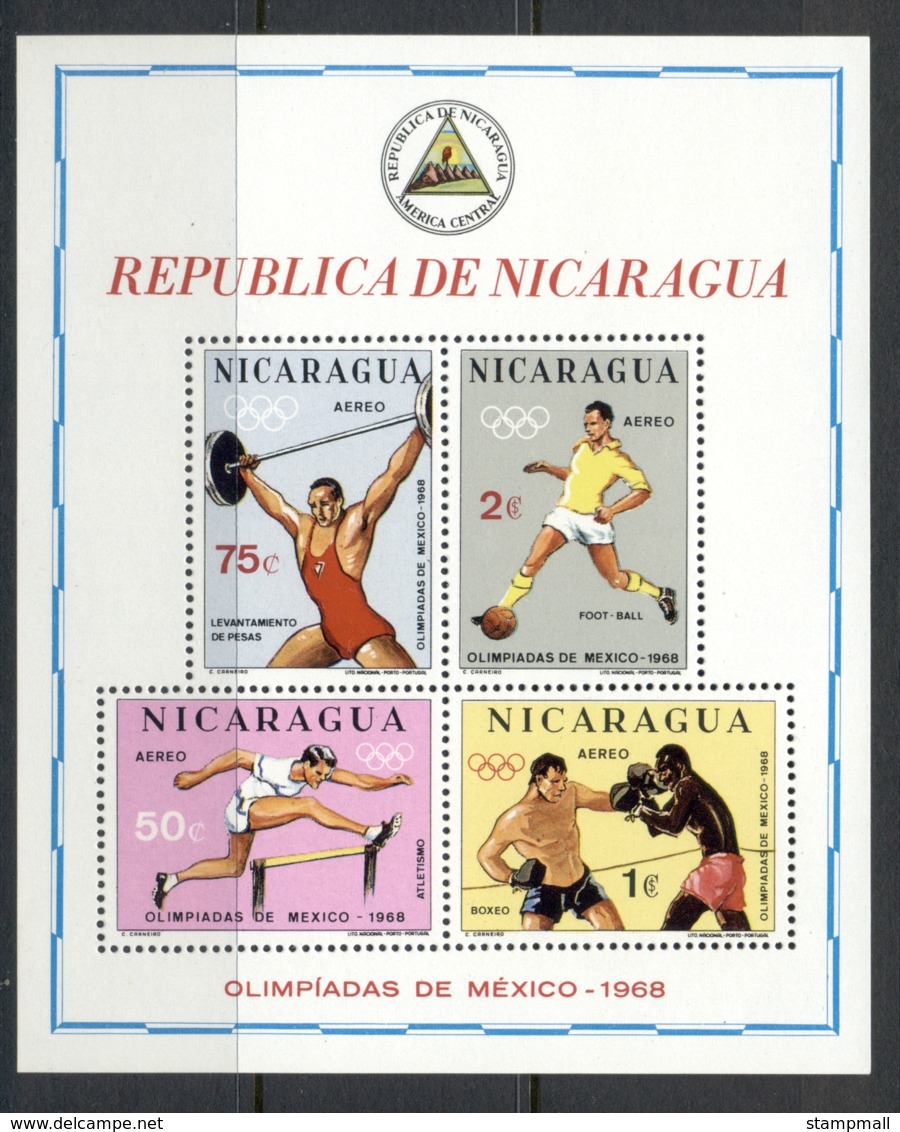 Nicaragua 1968 Summer Olympics Mexico City MS MUH - Nicaragua