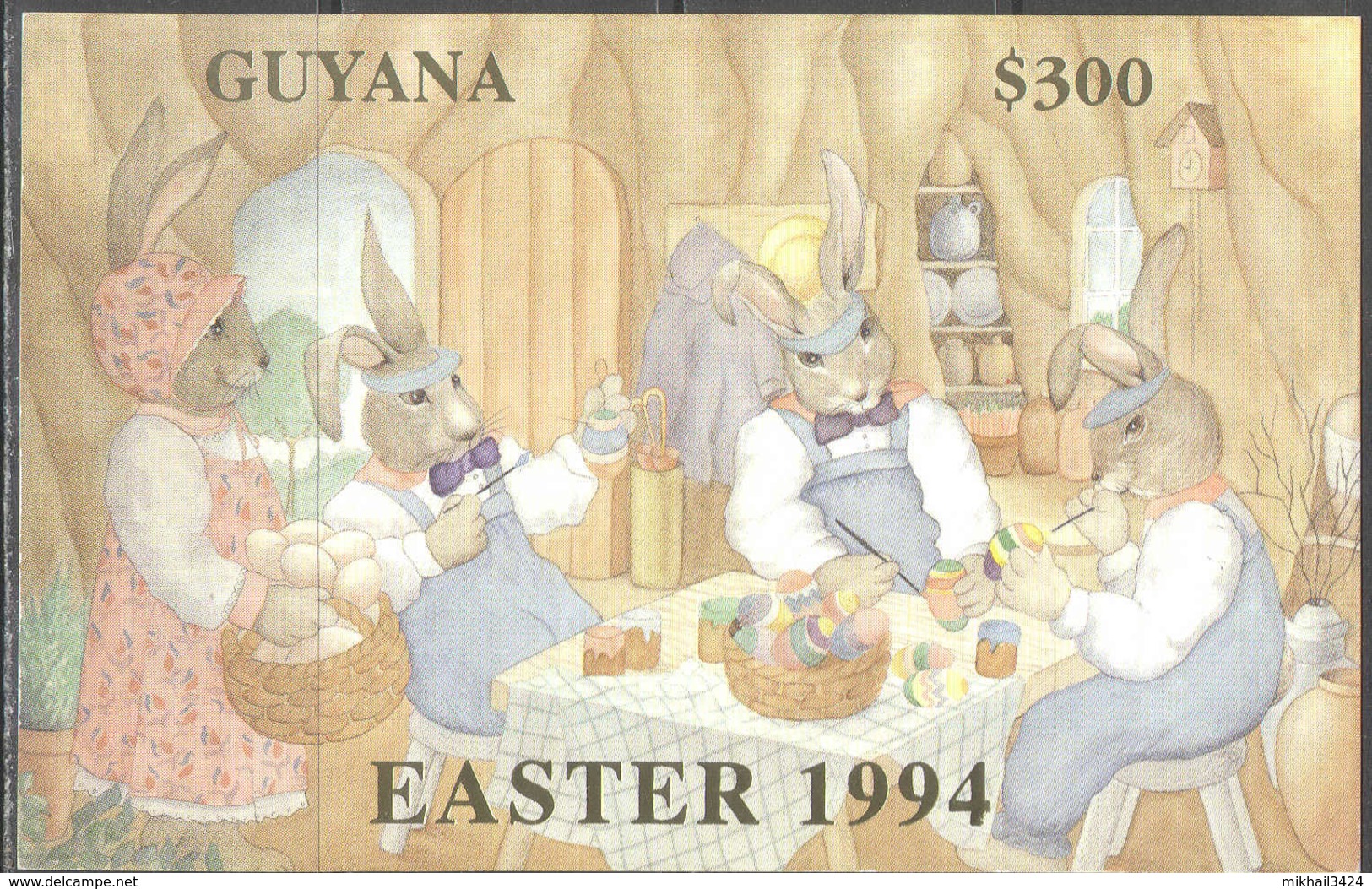 M0395 ✅ Easter Fairy Tales Rabbits Religie GOLD SILVER 1994 Guyana 2S/s MNH ** Imperf Imp 60ME - Fairy Tales, Popular Stories & Legends