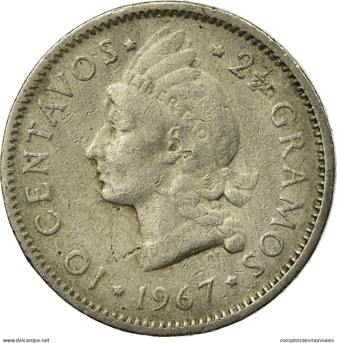 Monnaie, Dominican Republic, 10 Centavos, 1967, TB+, Copper-nickel, KM:19a - Dominicaine