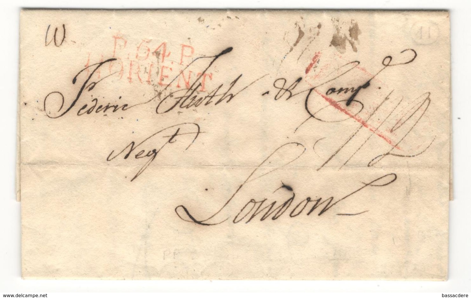 14884 - P54P LORIENT En Rouge Pour LONDON - 1801-1848: Précurseurs XIX