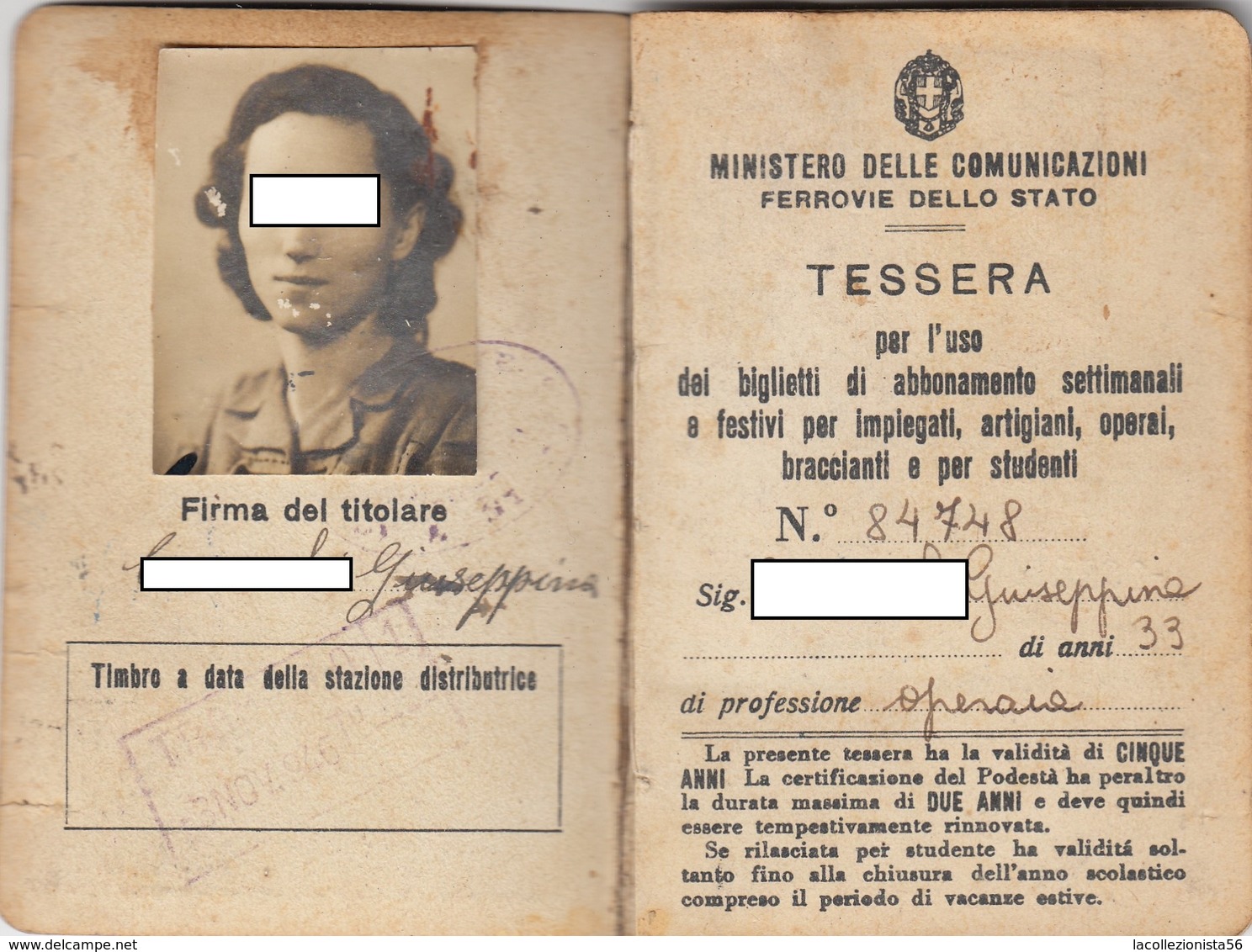 9297-TESSERA BIGLIETTI ABBONAMENTO SETTIMANALE DEL 1946 - Europa