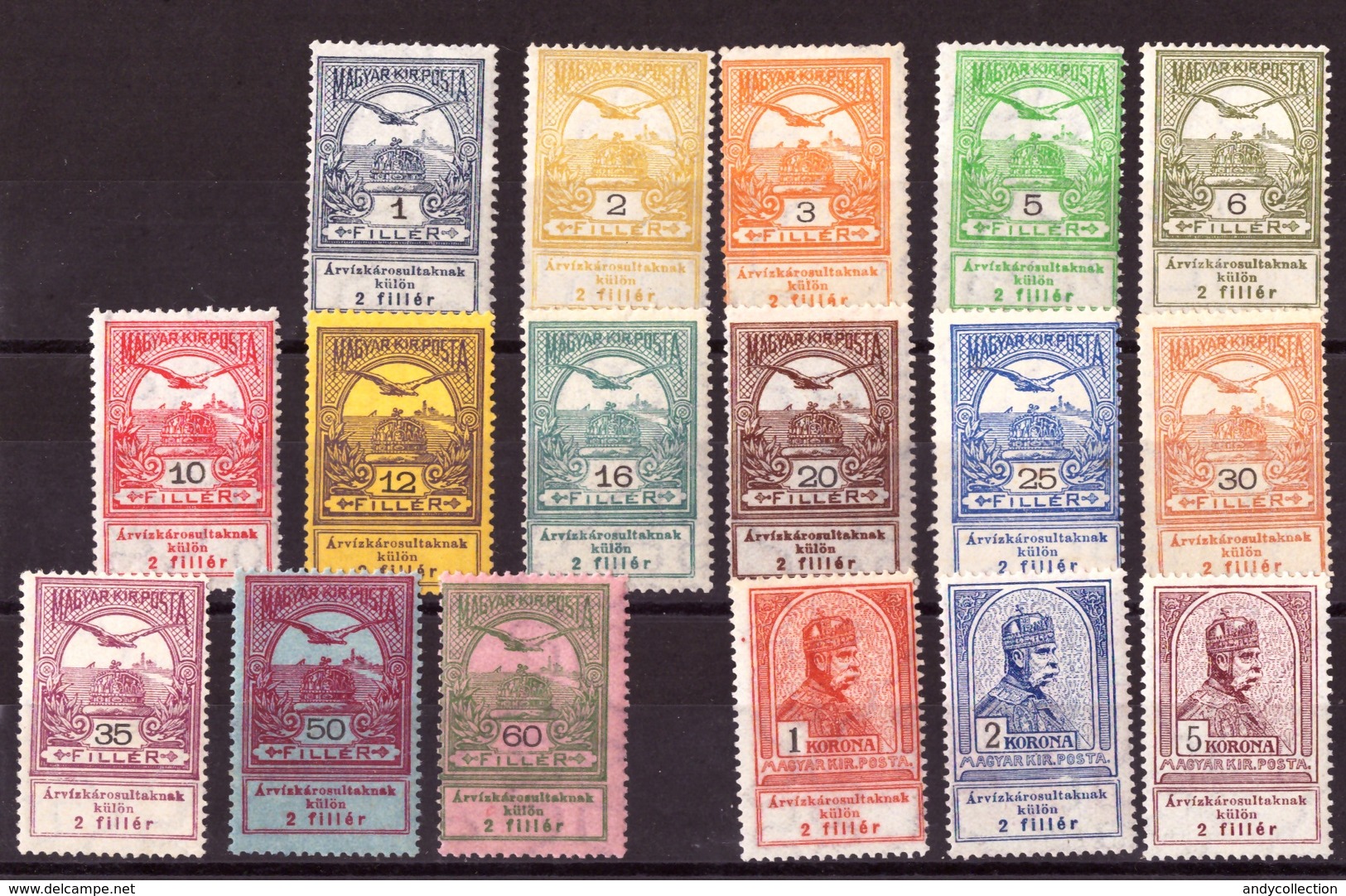 Hungary, 1913, Full Set MNH Michel 128 – 144 - Flood Charity, Arviz - Ungebraucht