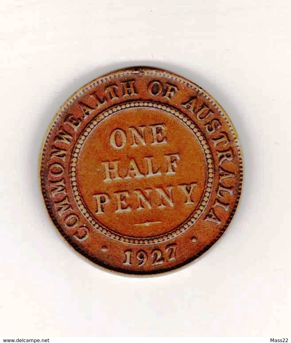 Australian 1/2 Penny 1927, King George V - ½ Penny