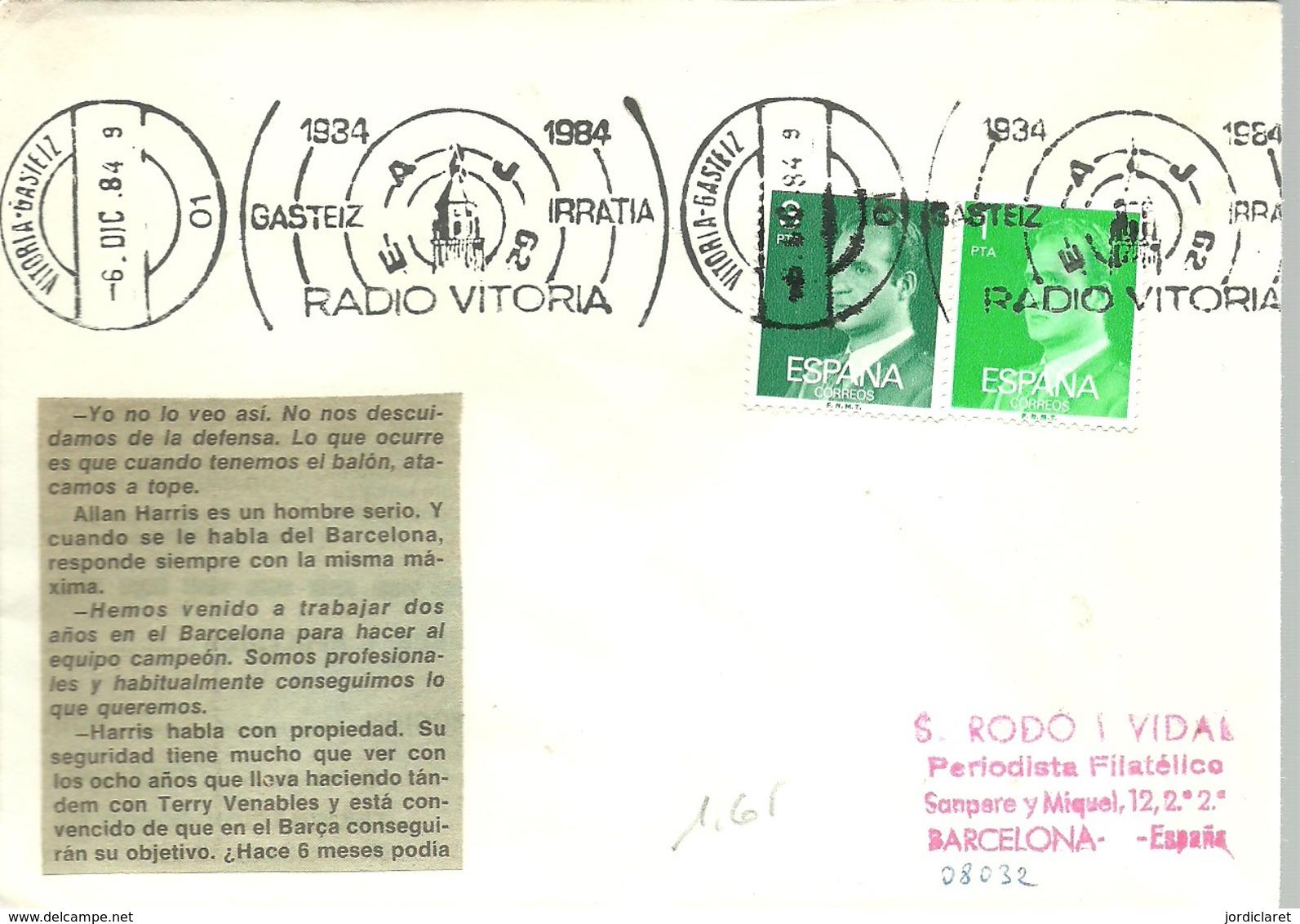 POSTMARKET ESPAÑA 1984  RADIO - Telecom