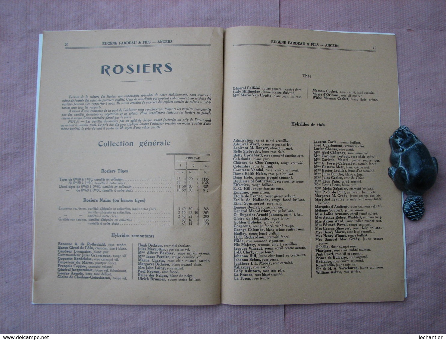 ANGERS, Eugéne FARDEAU et Fils catalogue 1936-1937 86-88 rue des Ponts de Cé ,Ets. Horticole-Pépinières. TBE