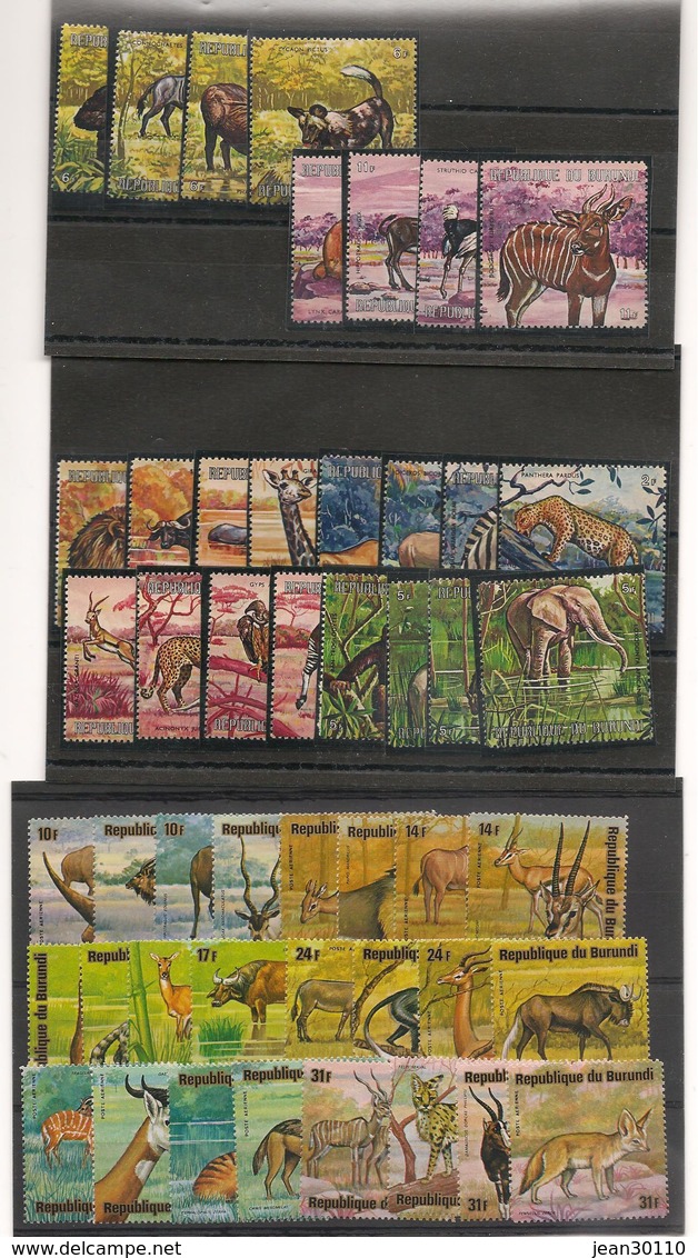 BURUNDI Animaux Sauvages D'Afrique Années 1971/75 N° Y/T :434/37**- Et P.A. N° Y/T: 191/214**-368/71** Côte : 132,00 € - Neufs