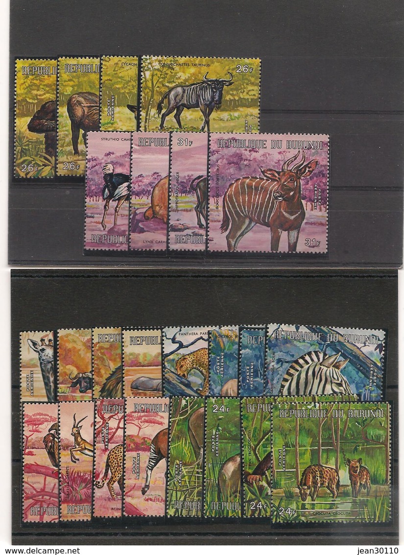 BURUNDI Animaux Sauvages D'Afrique Années 1971/75 N° Y/T :434/37**- Et P.A. N° Y/T: 191/214**-368/71** Côte : 132,00 € - Neufs