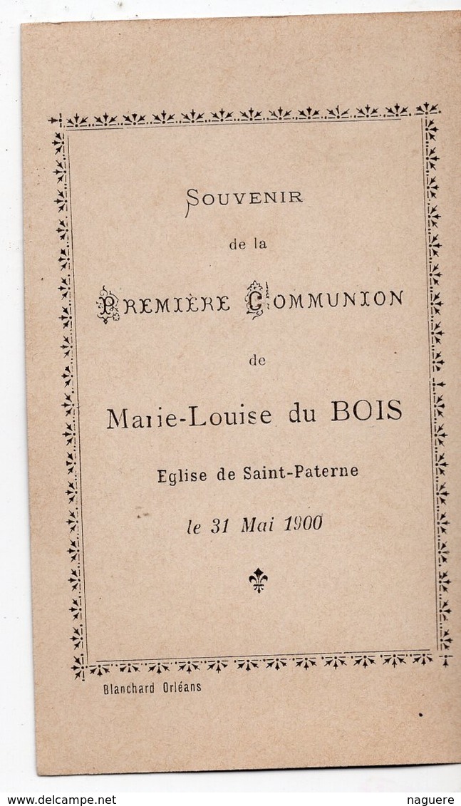 SOUVENIR DE PREMIERE COMMUNION  MARIE LOUISE DUBOIS EGLISE DE SAINT PATERNE  1900 GENEALOGIE GENEALOGIE - Imágenes Religiosas