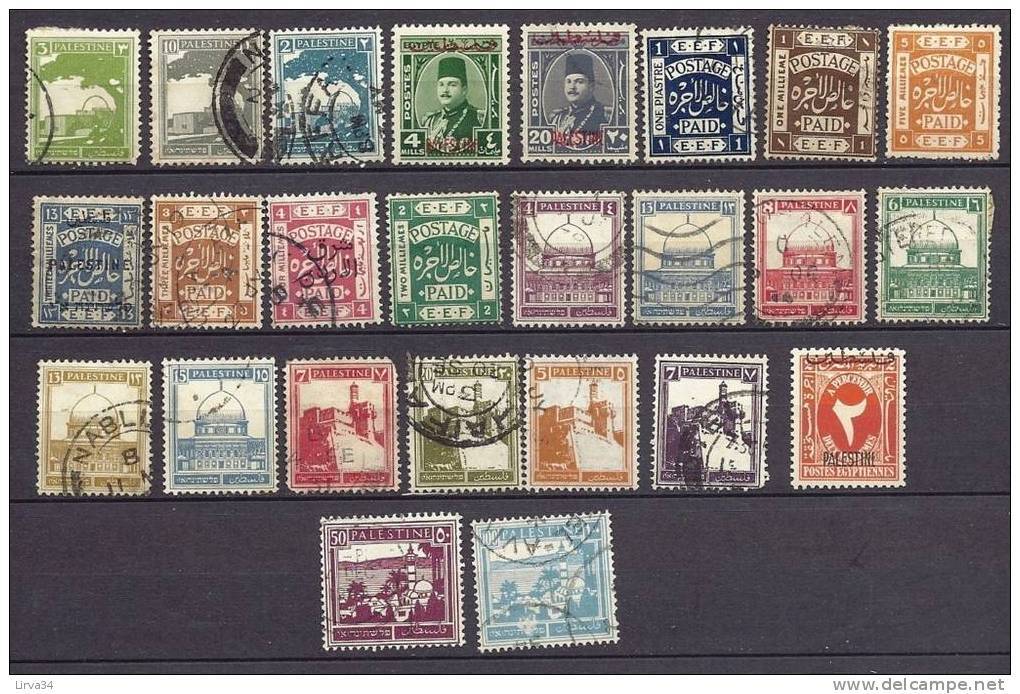 LOT DE 25 TIMBRES ANCIENS DE PALESTINE NEUFS ET OBLITÉRÉS- QUELQUES SURCHARGES- TRES BONNE QUALITÉ - Palestine