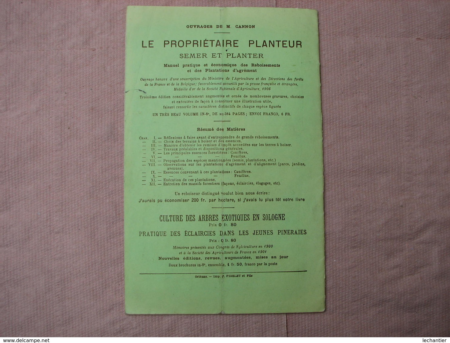 Catalogue 1911-1912 PEPINIERES  FORESTIERES du DOMAINE des VAUX (La Ferté-Imbault loir et Cher T.B.E.