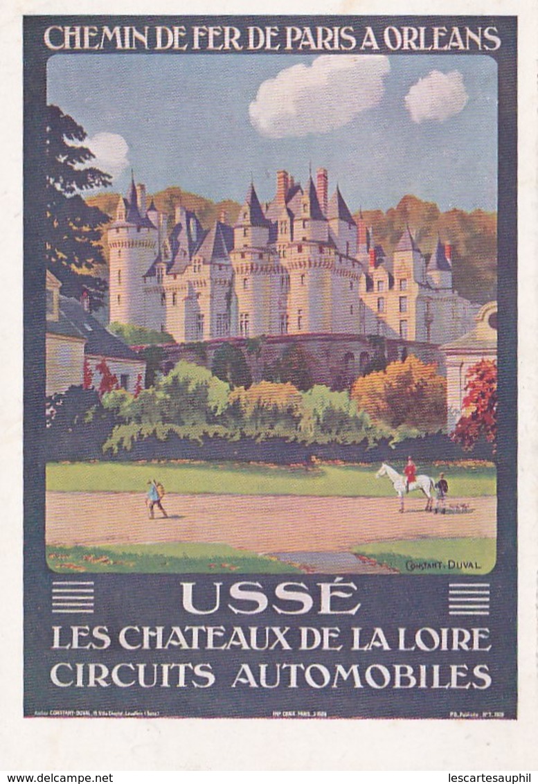 Chemin De Fer De Paris A Orleans Illustré Signée Duval Chateau Ussé - Trains