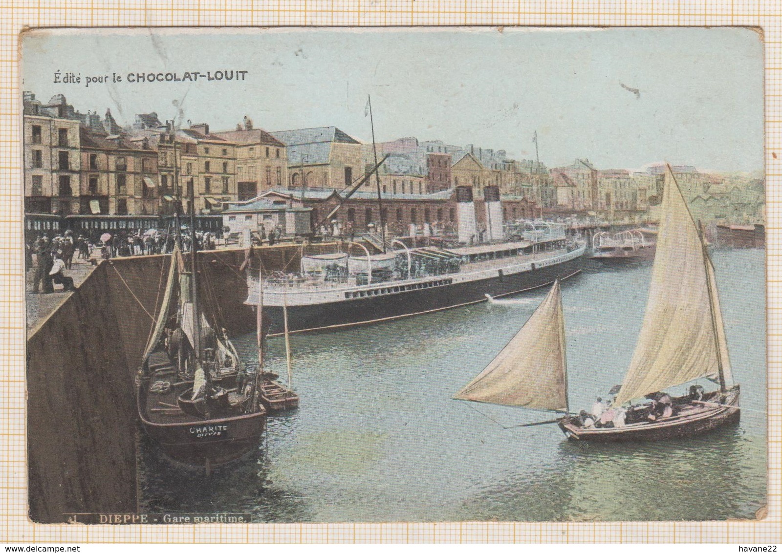 9AL632 DIEPPE GARE MARITIME CHOCOLAT LOUIT 2 SCANS - Louit