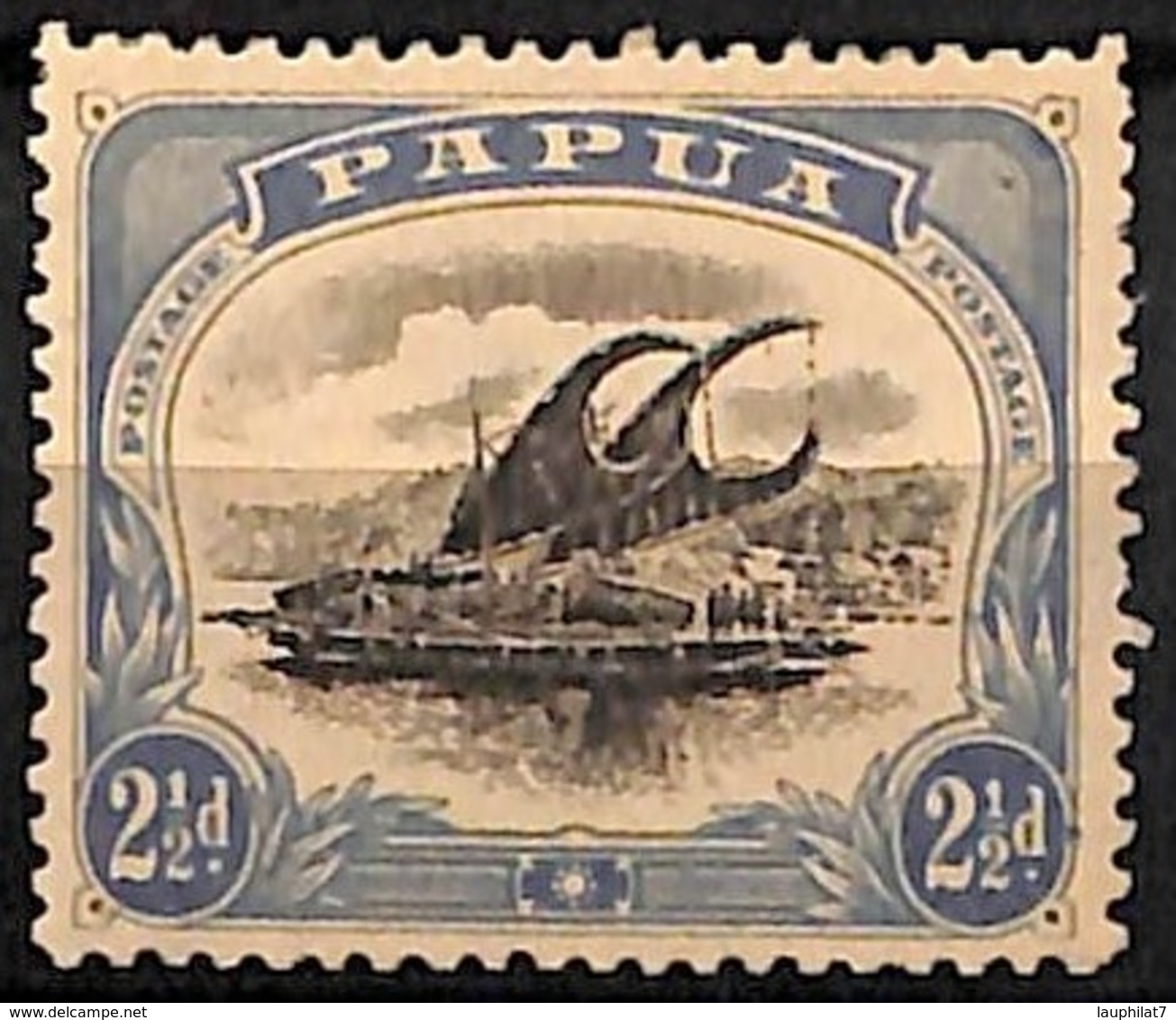 [829593]Papouasie 1908 - N° 36B, 2p1/2 Outremer, Perf 12 1/2, Fil Couché, Lakatoi Sur La Rivière Mambara, Bateau - Papouasie-Nouvelle-Guinée