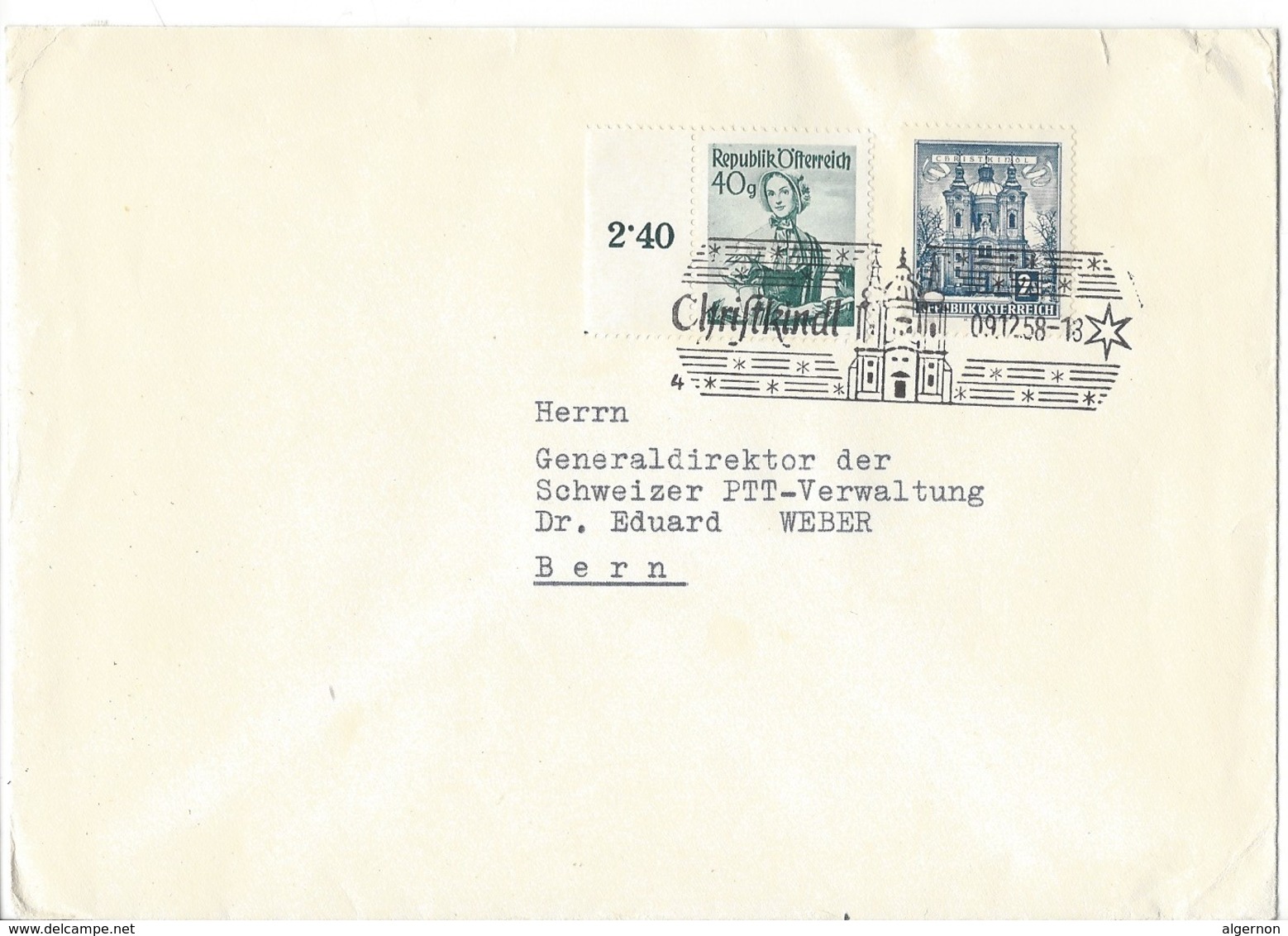 21548 - Christkindl 1958 Lettre  Pour Bern 09.12.1958 - Natale