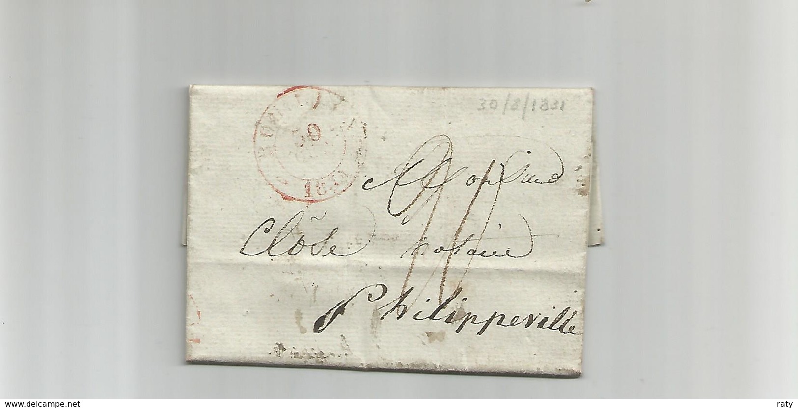 Lettre De  BOUILLON  Pour PHILIPPEVILLE .Ecrite De Porcheresse Le 30 Aout 1821. Port 20 Ct. - 1815-1830 (Période Hollandaise)