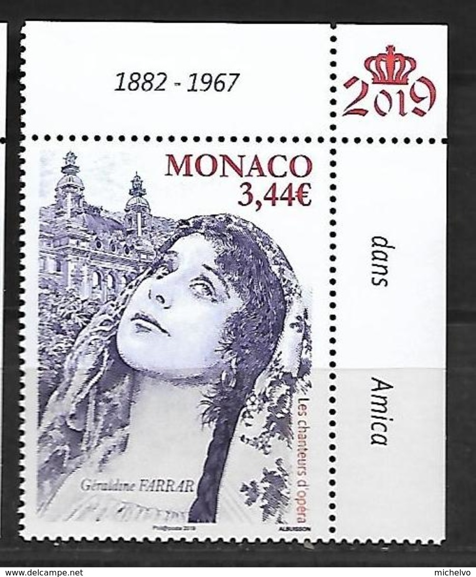 Monaco 2019 - Yv N° 3177 ** - Les Chanteurs D'Opéra (Géraldine Farrar) - Unused Stamps