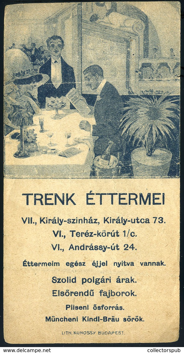 SZÁMOLÓ CÉDULA  Régi Reklám Grafika , Trenk Éttermei  /  Vintage Adv. Graphics BAR TAB, Trenk's Restaurants - Sin Clasificación