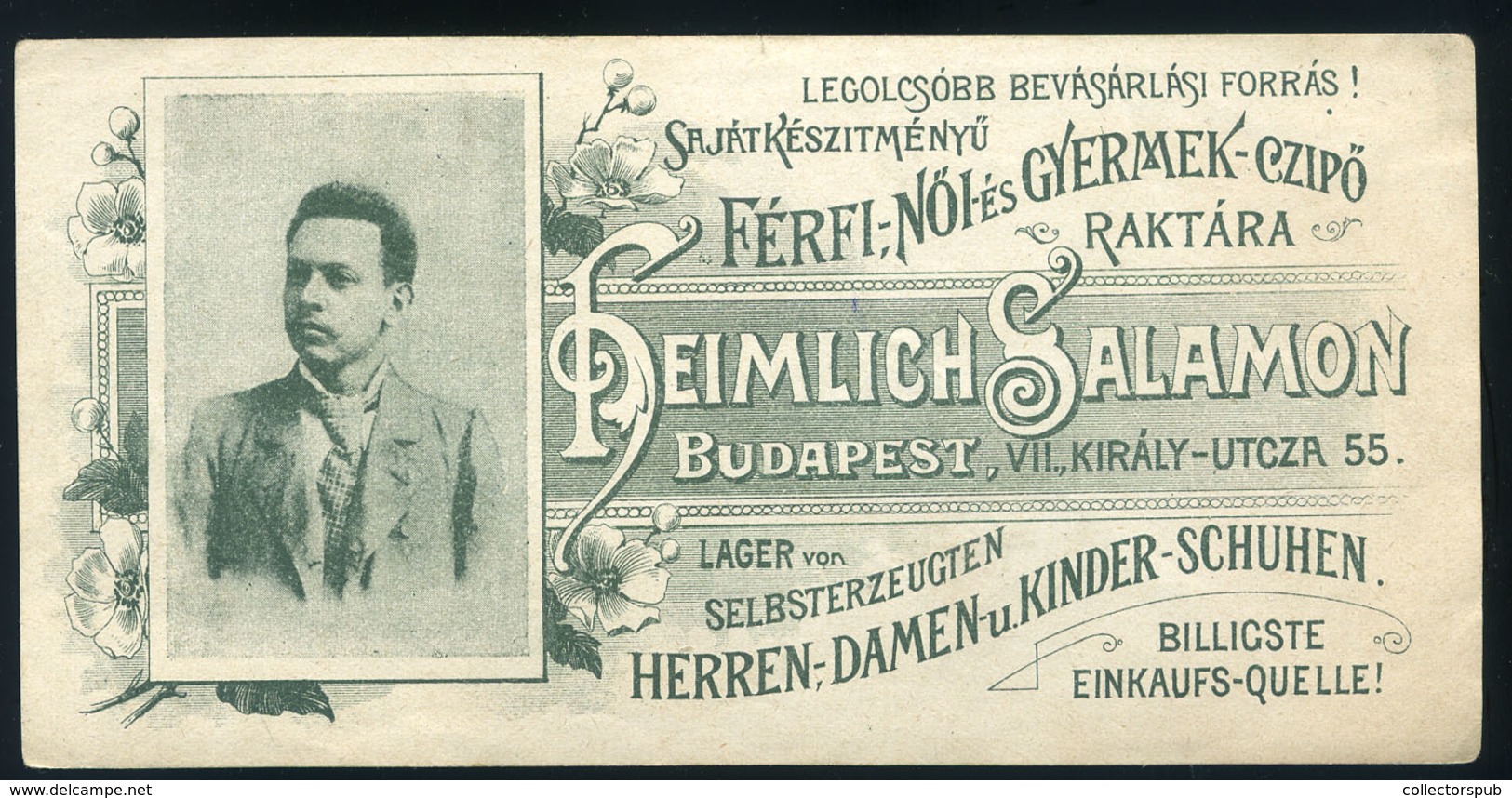 SZÁMOLÓ CÉDULA  Régi Reklám Grafika , Heimlich Salamon Czipő Raktár  /  COUNTING CARD Vintage Adv. Graphics, Salamon Hei - Non Classificati