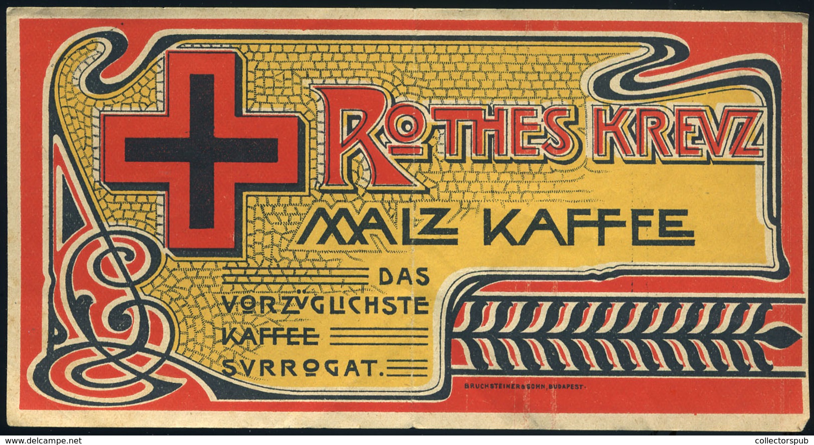 SZÁMOLÓ CÉDULA 1910-20. Cca. Régi Reklám Grafika , Rothes Kreuz Kaffe (budapesti Kiadás)  /  Vintage Adv. Graphics BAR T - Non Classés
