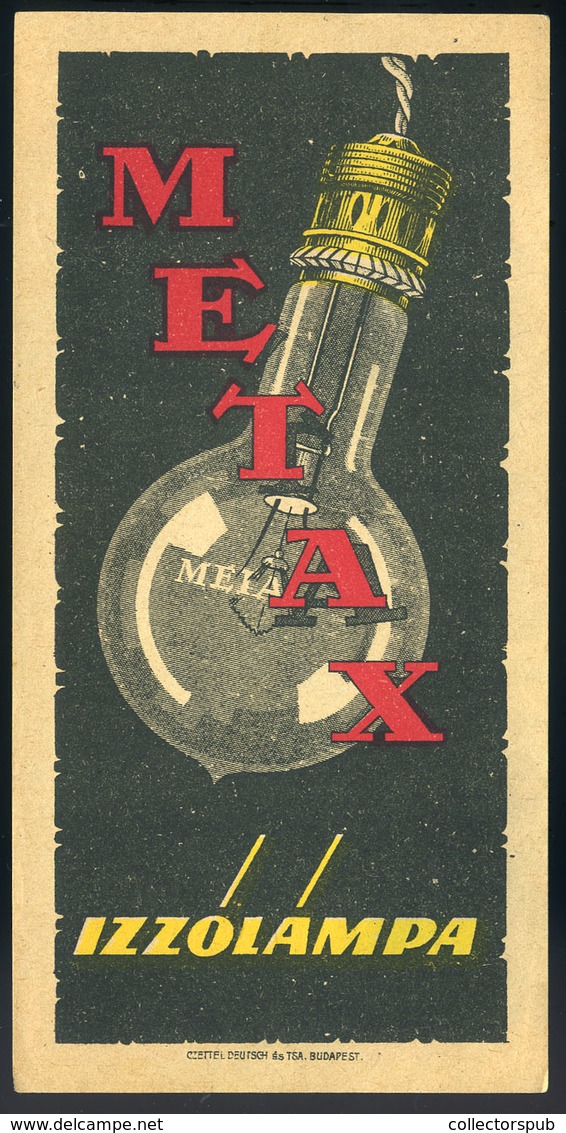 SZÁMOLÓ CÉDULA 1910-20. Cca. Metax Izzólámpa  /  Vintage Adv. Graphics BAR TAB Ca 1910-20 Light Bulbs - Sin Clasificación