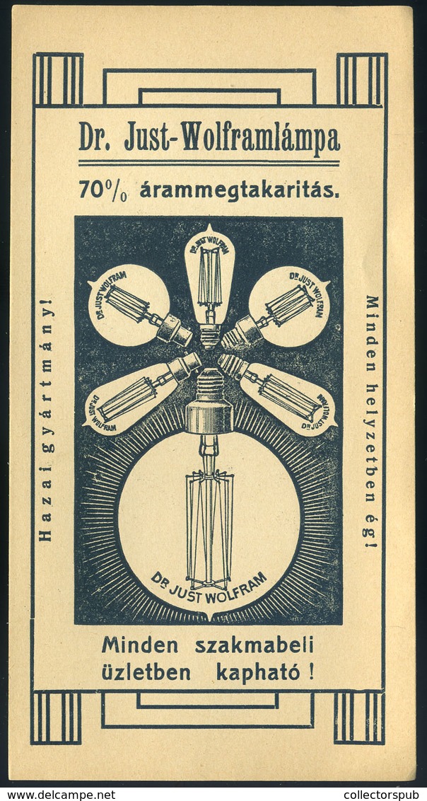 SZÁMOLÓ CÉDULA , Régi Reklám Grafika , Wolfram Izzó  /  Vintage Adv. Graphics BAR TAB, Tungsten Bulb - Zonder Classificatie